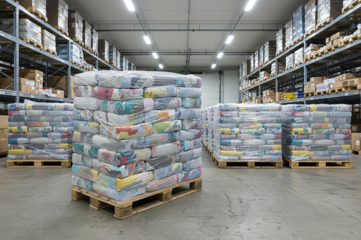 600 kg Putzlappen aus Baumwolle - 60 x 10kg Beutel auf Palette - Gratis Lieferung - Ab Lager Schweiz!